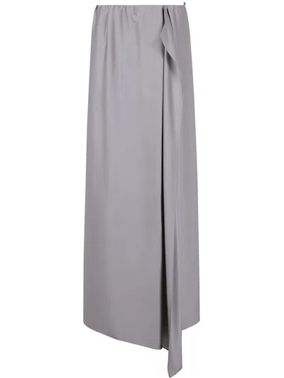 Giorgio Armani Double Satin Silk Skirt In Grey