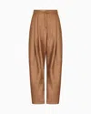Giorgio Armani Double-sided Jersey Single-pleat Trousers In Brown