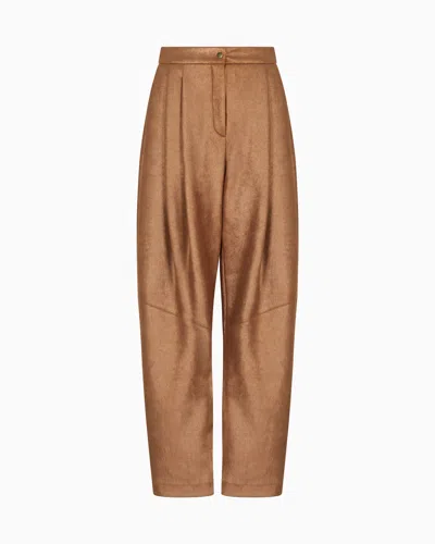 Giorgio Armani Double-sided Jersey Single-pleat Trousers In Brown