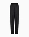 Giorgio Armani Double-sided Silk-satin Two-pleat Trousers In Black