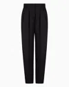 Giorgio Armani Double-sided Silk-satin Two-pleat Trousers In Black