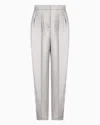 Giorgio Armani Grey Double Silk Satin Trousers In Grey