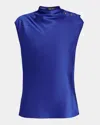 Giorgio Armani Double Silk Satin Blouse In Blue
