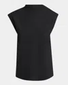 Giorgio Armani Double Silk Satin Blouse In Solid Black
