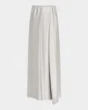 Giorgio Armani Double Silk Satin Maxi Wrap Skirt In Silver