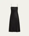 Giorgio Armani Double Silk Satin Spaghetti-strap Midi Dress In Black