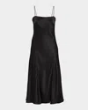 Giorgio Armani Double Silk Satin Spaghetti-strap Midi Dress In Black
