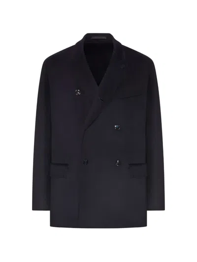 Giorgio Armani Double-breasted Cashmere Jacket In Black