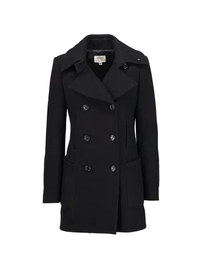 Pre-owned Giorgio Armani Double-breasted Coat In Black