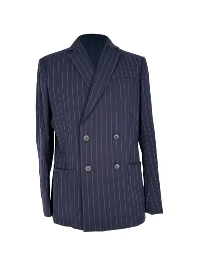 Pre-owned Giorgio Armani Double-breasted Pinstripe Blazer In Blue