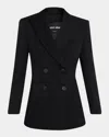Giorgio Armani Double-breasted Slim Wool Blazer In Solid Black