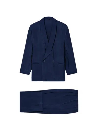 Giorgio Armani Double-breasted Suit In Blue