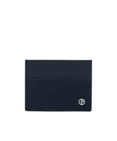 Giorgio Armani Double-sided Card Holder In Blue