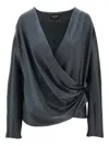 Giorgio Armani Shirt In Double-sided Silk Satin In Grey