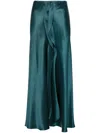 Giorgio Armani Official Store Midi Skirt In Double-sided Silk Satin In Green