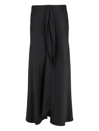 Giorgio Armani Draped Midi Skirt In Black