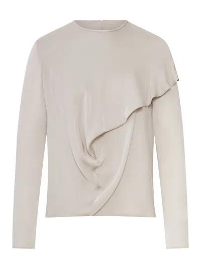 Giorgio Armani Draped Silk Charmeuse Blouse In White
