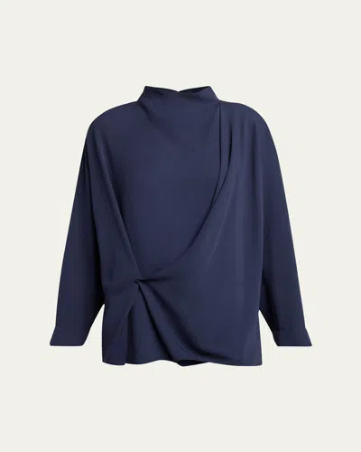 Giorgio Armani Draped Silk Georgette Shirt In Multi
