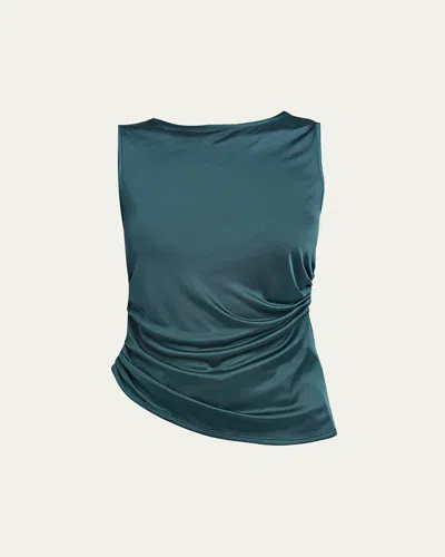 Giorgio Armani Draped Sleeveless Blouse In Blue