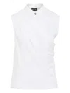 Giorgio Armani Draped Silk Shirt With High Collar In White