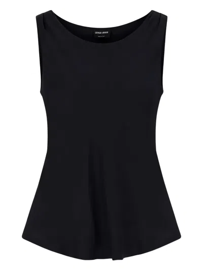 Giorgio Armani Draped Sleeveless Top Blouse In Black