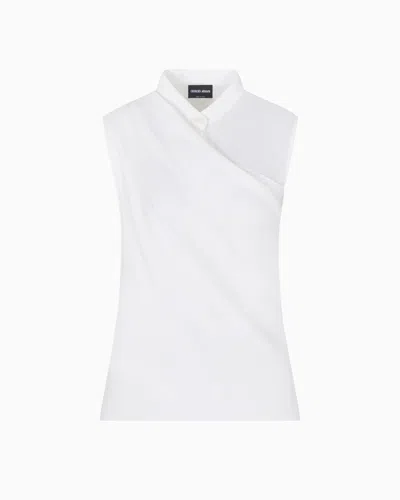 GIORGIO ARMANI DRAPED TOP IN TRIPLE SILK GEORGETTE