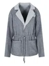 Giorgio Armani Single-breasted Jacket In Wool And Cashmere Double Cloth In Gray