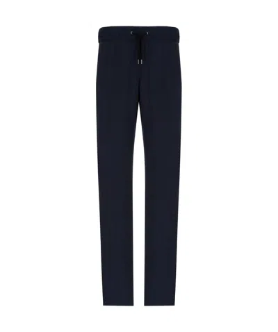 Giorgio Armani Drawstring Straight-leg Trousers In Blue