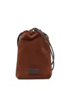 Giorgio Armani Drawstring Suede Shoulder Bag In Brown
