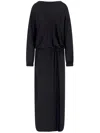 Giorgio Armani Triple Silk Georgette Long Sleeve Gown In Black