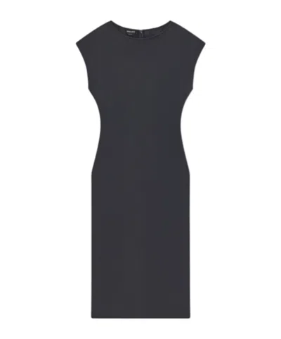 Giorgio Armani Dress Short-sleeved Sheath In Double-stretch Virgin Wool In Black