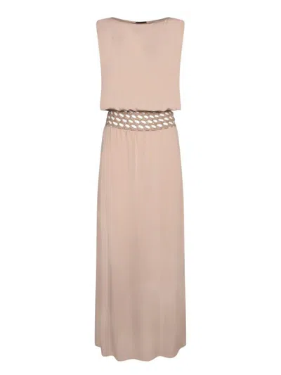 Giorgio Armani Long Jersey Dress In Beige