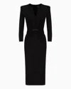 Giorgio Armani Structured-shoulders V-neck Dress In Black