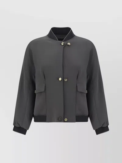 Giorgio Armani Drop Shoulders Mélange Pattern Jacket In Gray