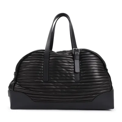 Giorgio Armani Duffle Black Lamb Leather Bag