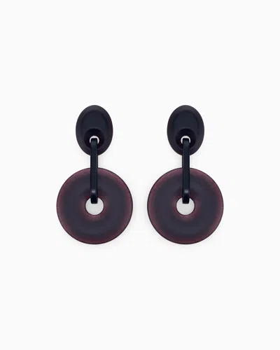 Giorgio Armani Earrings In Acrylic Plastic And Brass In Black