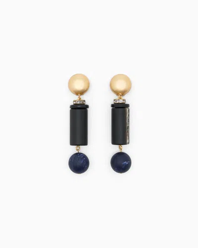 Giorgio Armani Earrings In Brass With Methacrylate And Glass In Black