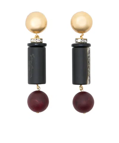 Giorgio Armani Earrings In Brass With Methacrylate And Glass In Multi