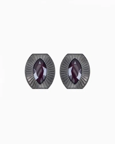 Giorgio Armani Earrings In Tin Alloy And Brass With Glass In Burgundy