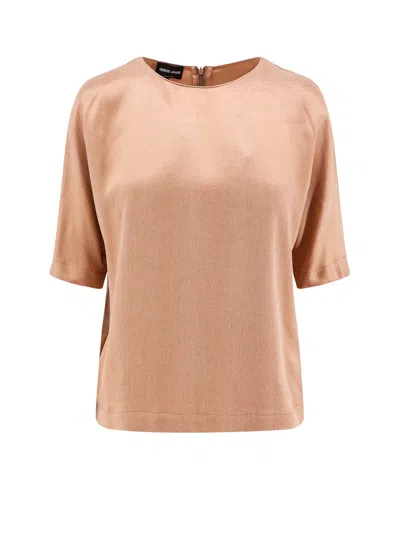 Giorgio Armani Eco-viscose And Cupro Top In Pink