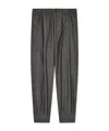 Giorgio Armani Chevron Virgin-wool And Cashmere Single-pleat Trousers In Gray