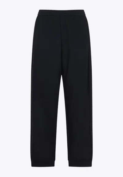 Giorgio Armani Elastic-waist Pants With Embroidered-logo In Black