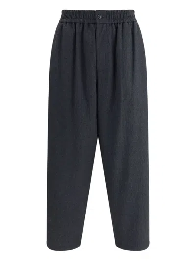 Giorgio Armani Men Virgin Wool Flannel Pants In Gray