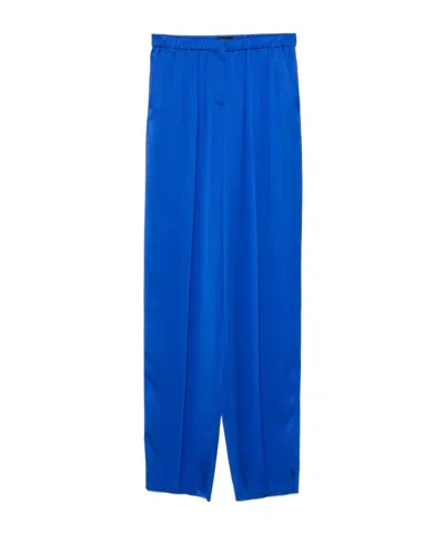 Giorgio Armani Silk Trousers In Blue