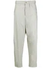 Giorgio Armani Elasticated-waist Cotton Trousers In Grey