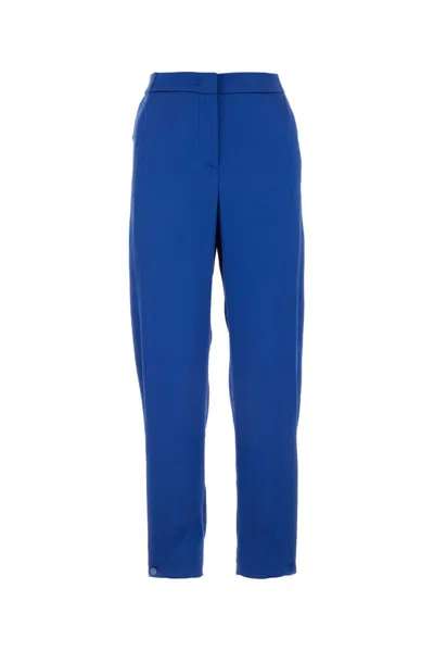 Giorgio Armani Elasticated Waist Satin Trousers In Blue