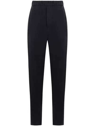 Giorgio Armani Elasticated-waist Tapered Trousers In Blue
