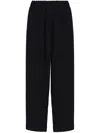 Giorgio Armani Elasticated-waistband Straight-leg Silk Trousers In 黑色