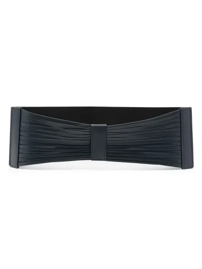 Giorgio Armani Official Store Leather Bustier Belt In Blue