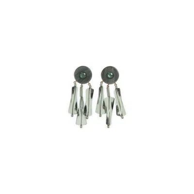Giorgio Armani Elongated Acrylic Dangle Earrings With Glossy Accent In Green